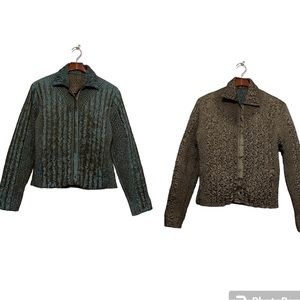 UBU Y2K Retro Metallic Crinkle Zip Jacket